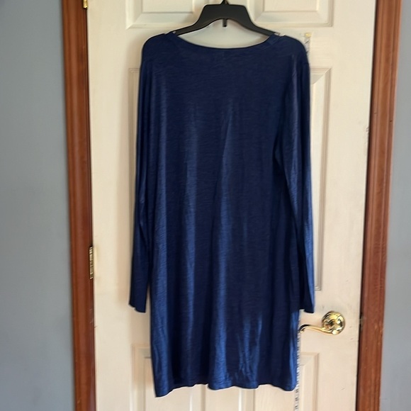 NWT-Max studio-L-indigo(blue)-V-neck, long sleeve, button front, long cardigan. - Picture 4 of 14